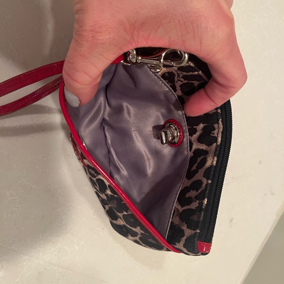 Leopard Coach Print Wristlet with Red Accents - Picture 6 of 6